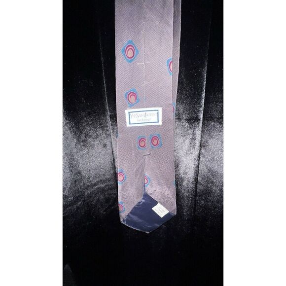 Vintage YSL Yves Saint Laurent Tie  Purple Pattern 100% Silk Men's USA MADE - Picture 5 of 12